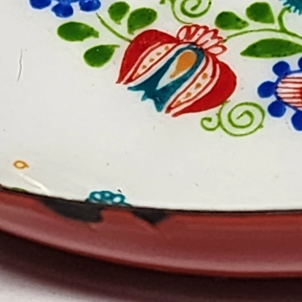 Enameled Dish Trinket Folk Art Dala Horse Mid Century Austria Metal Tray 3.75